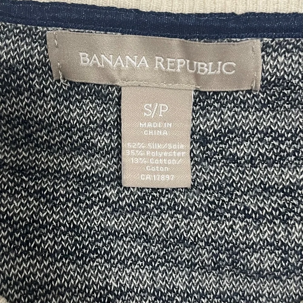 Banana Republic BR, Women's Silk Blend Jacquard Cardigan, Navy / Cream, Small - Picture 6 of 11